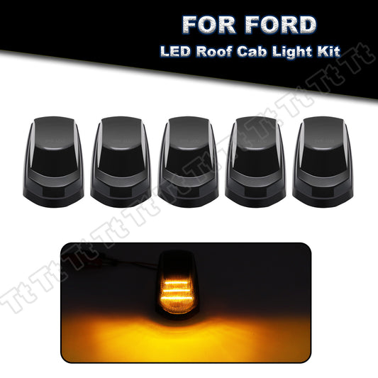 5x Super Amber LED Cab Roof Marker Lights for 2017-22 for Ford F250/F350 (Smoked)