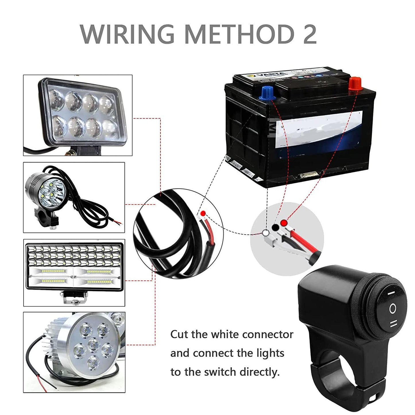 12V Motorcycle ATV Handlebar Headlight Switch 7/8 22-23mm Handlebar