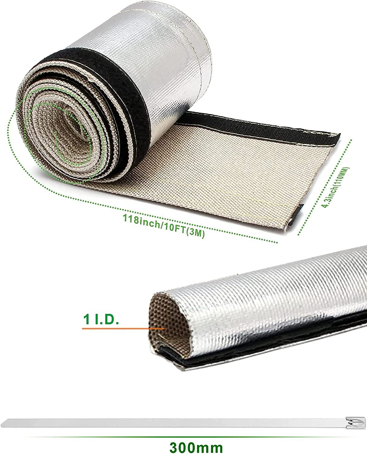 1-inch ID x 10-foot thermal shield/insulation sleeve for heat-protected flexible hoses