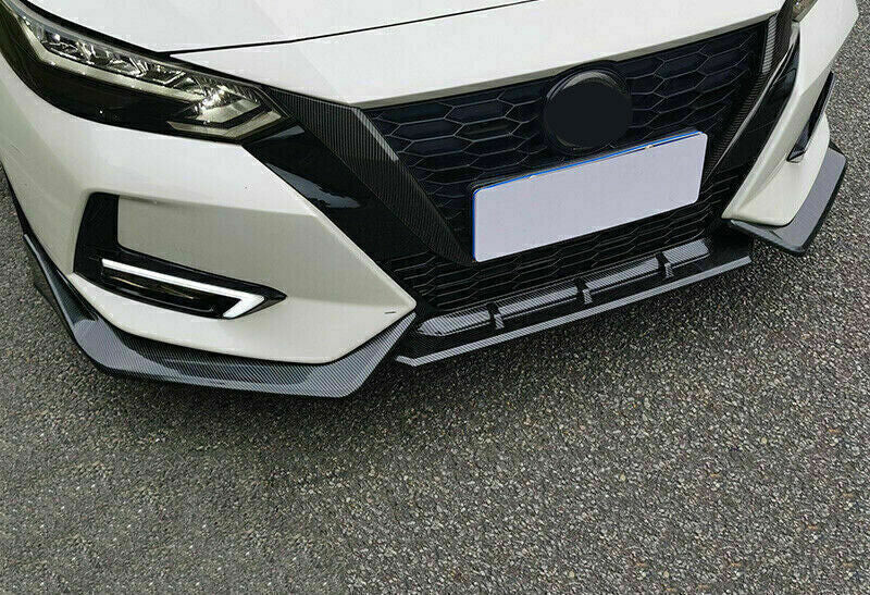 3X ABS Carbon Fiber Front Bumper Lip Spoiler Body Trim for Nissan Sentra 20-2023