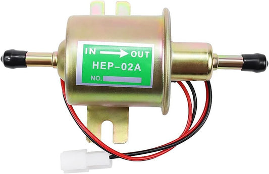 12V Low Pressure Inline Electric Fuel Pump HEP-02A 2.5-4PSI Metal Solid Gasoline