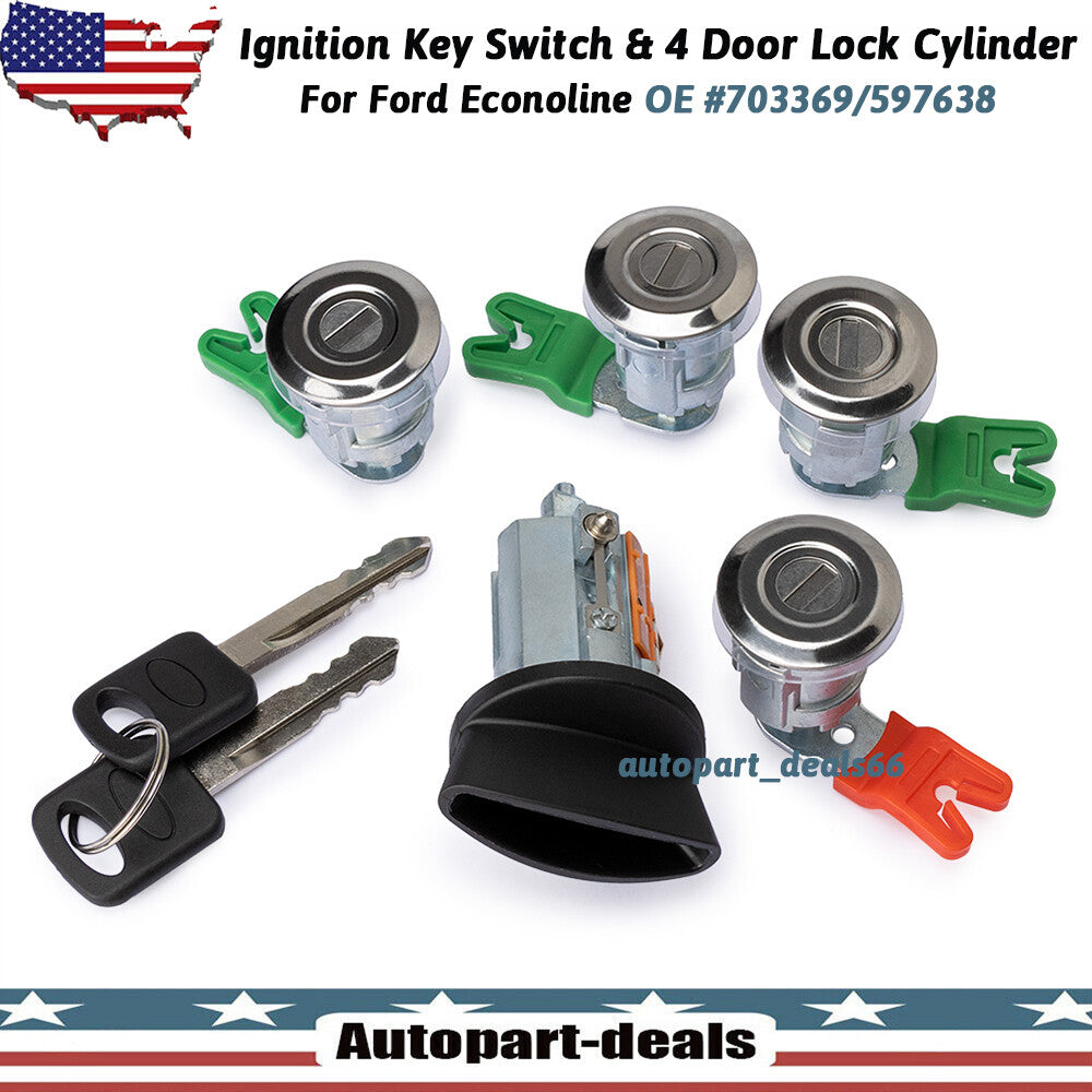 Tailgate Ignition Door Lock Cylinder Set Fit for Ford 1998-2007 F-250 F-350