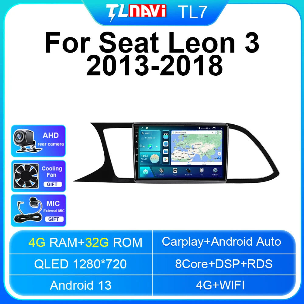 for Seat Leon 3 2013-2018 Android CarPlay Car Radio GPS Multimedia Video Player