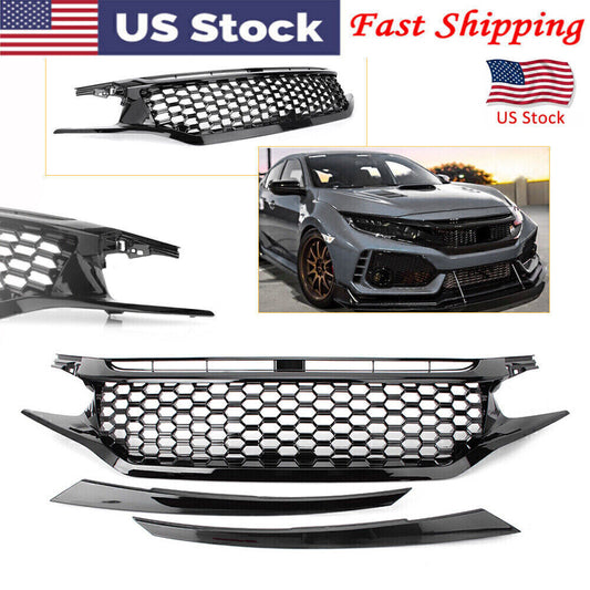 Front Performance Bumper Honeycomb Grille Grill for Honda for Civic 2016 2017 2018