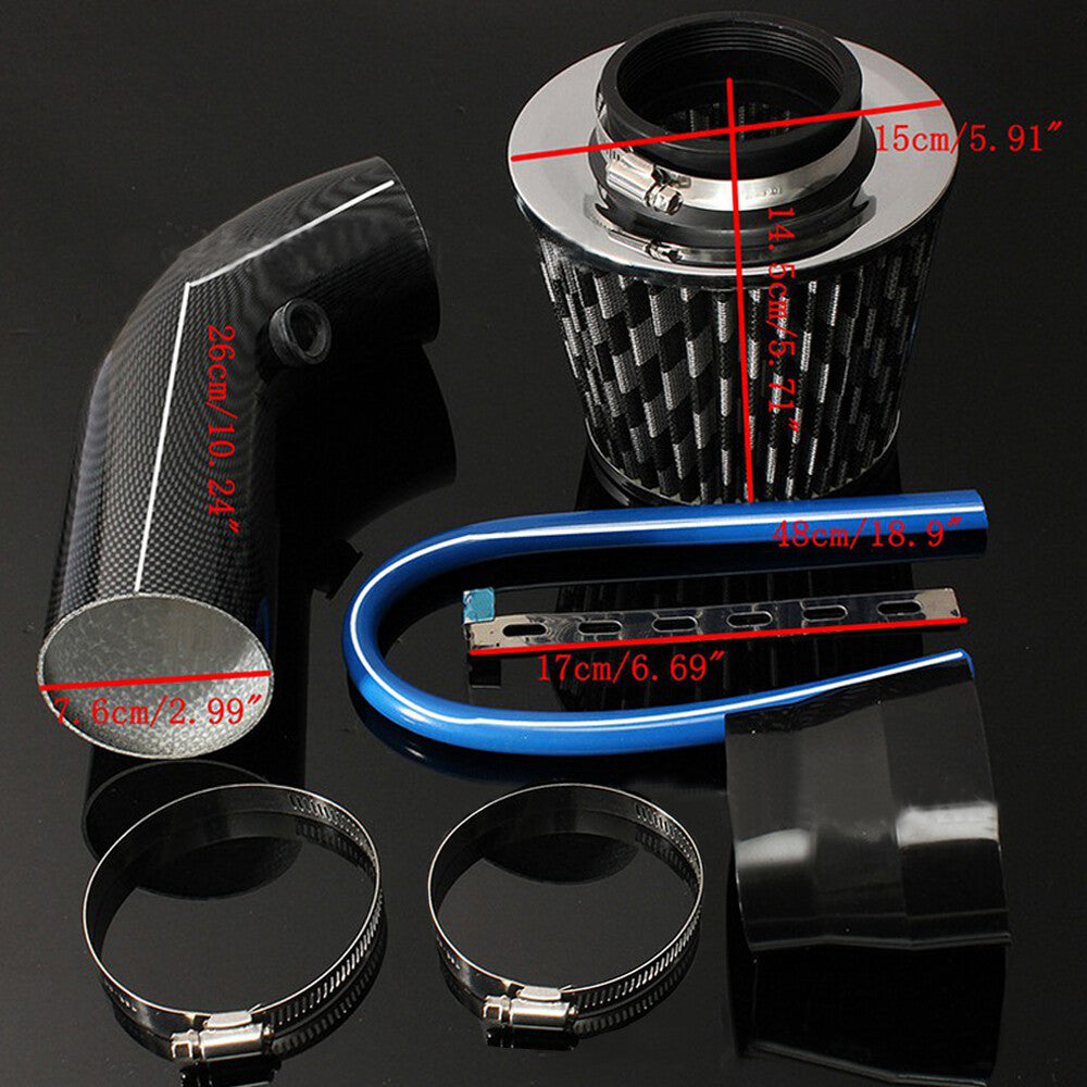 Car Cold Air Intake Filter Induction Pipe Power Flow Hose System Accessories Kit