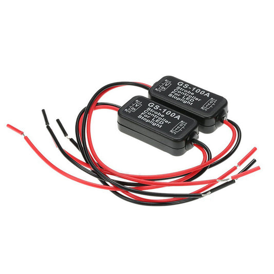 2 PCS 12V Flash Strobe LED Brake Tail Stop Light Controller Box Flasher Module