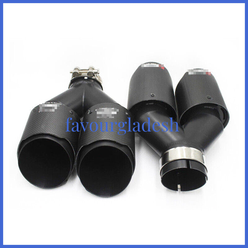 2PCS Akrapovic Real Carbon Fiber Exhaust Tip Dual Pipe ID:2.5 63mm OD:3.0 76mm