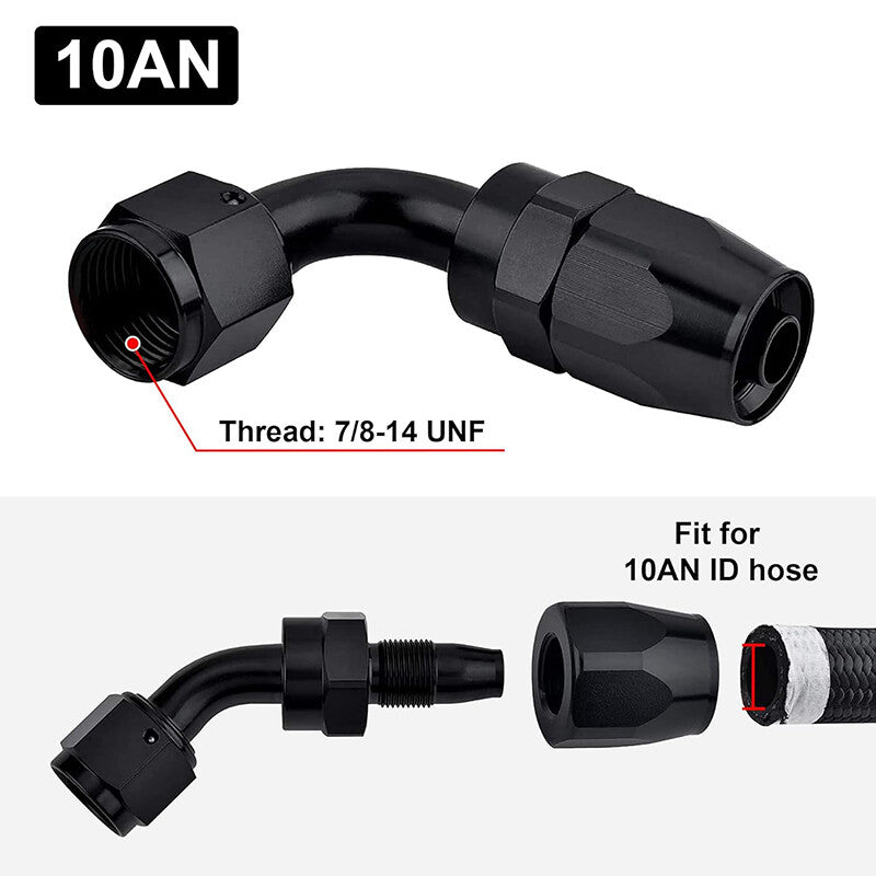 1Pc 45¡ã 45Degree Swivel Hose Line End Fitting Adapter AN10 10AN Fuel Oil Black