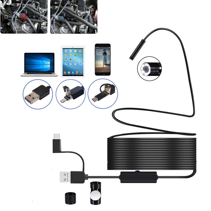 Car Waterproof 8MM 3in1 Industrial Endoscope Camera Inspection Borescope Tool