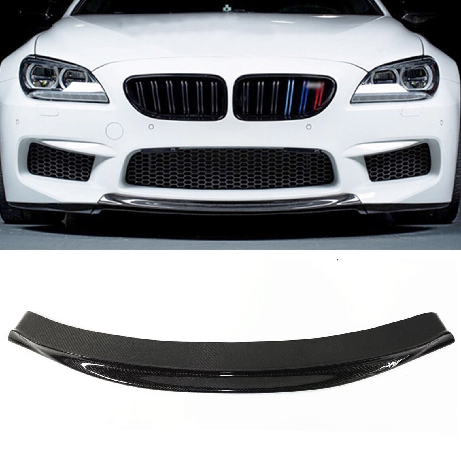 FOR 2014-19 for BMW F06 F12 F13 M6 R STYLE CARBON FIBER FRONT BUMPER CENTER CHIN LIP