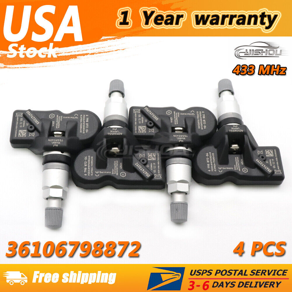 (4) 6798872-04 Tpms 433MHz Tire Pressure Sensor for BMW 320i 328i 335i 435i 2014
