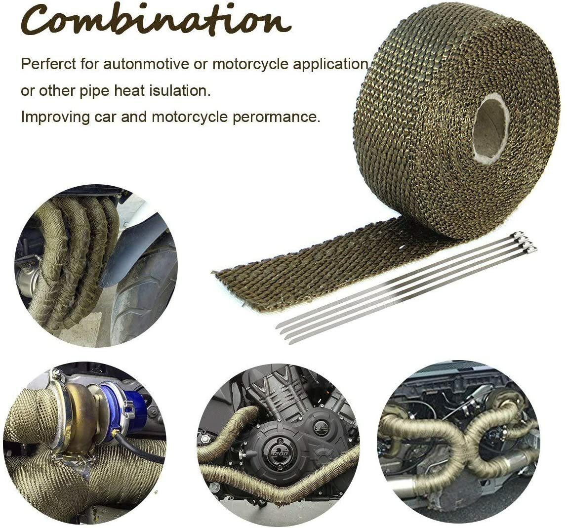 2-inch x 50-foot titanium tubing packaged with exhaust turbo heat manifold connector + stainless steel tie-in