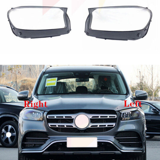 A Set Front Headlight Lens Shell + Seal Glue for Mercedes X167 GLS-Class 2021-22
