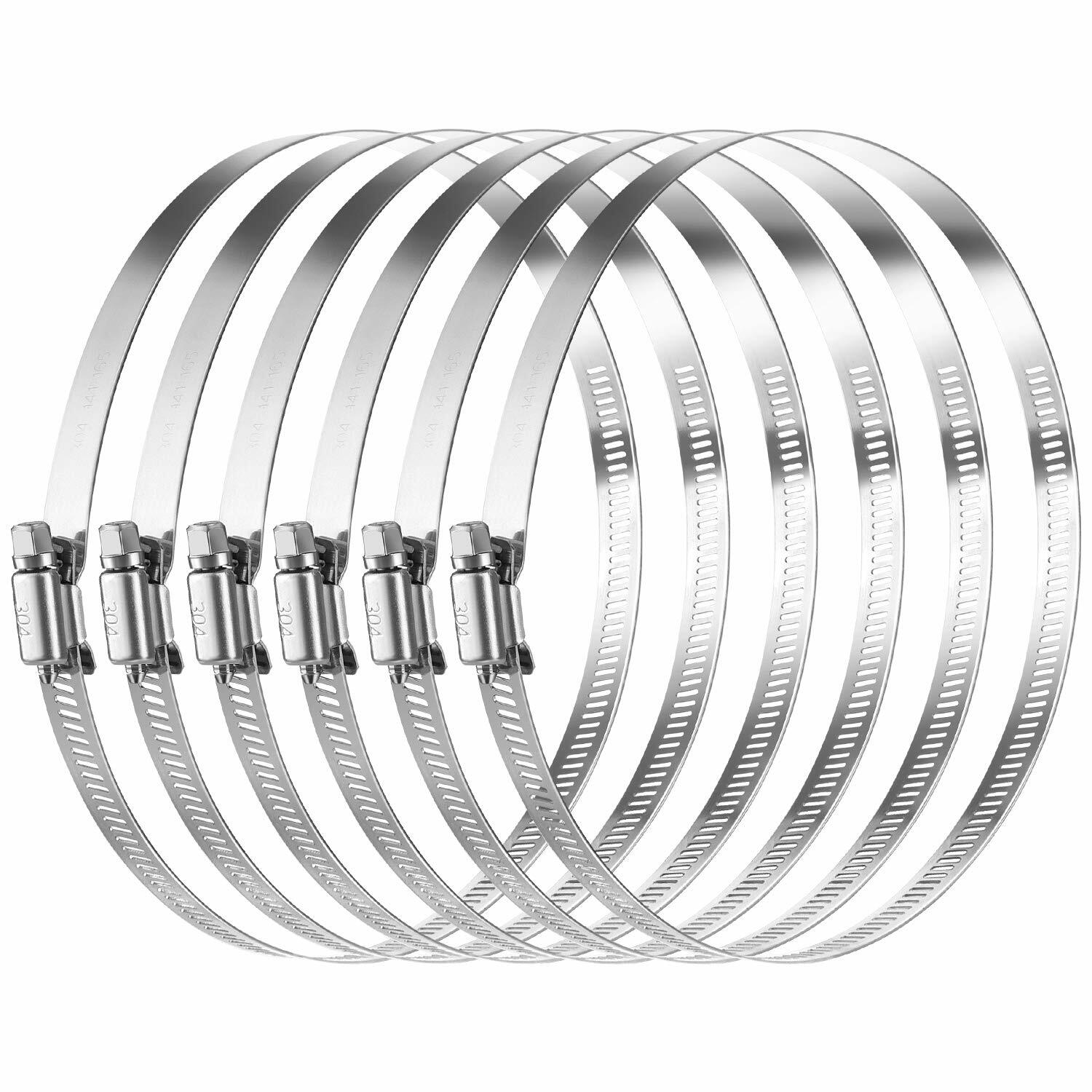 4-inch Adjustable 304 Stainless Steel Pipe Clamps, Hose Clamps, Pipe Clamp Kit