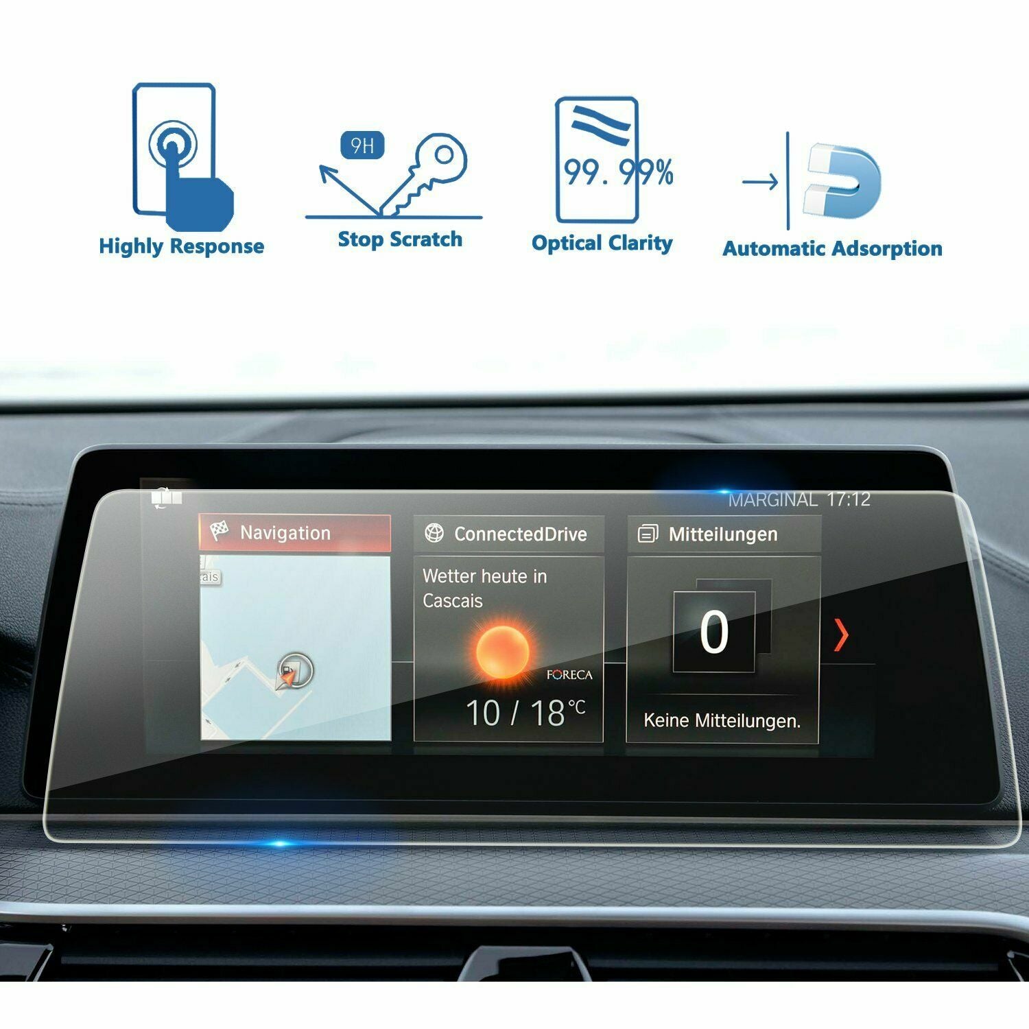 Tempered Glass Screen Protector GPS Navigation Touch Film for BMW G30 G31 17-18