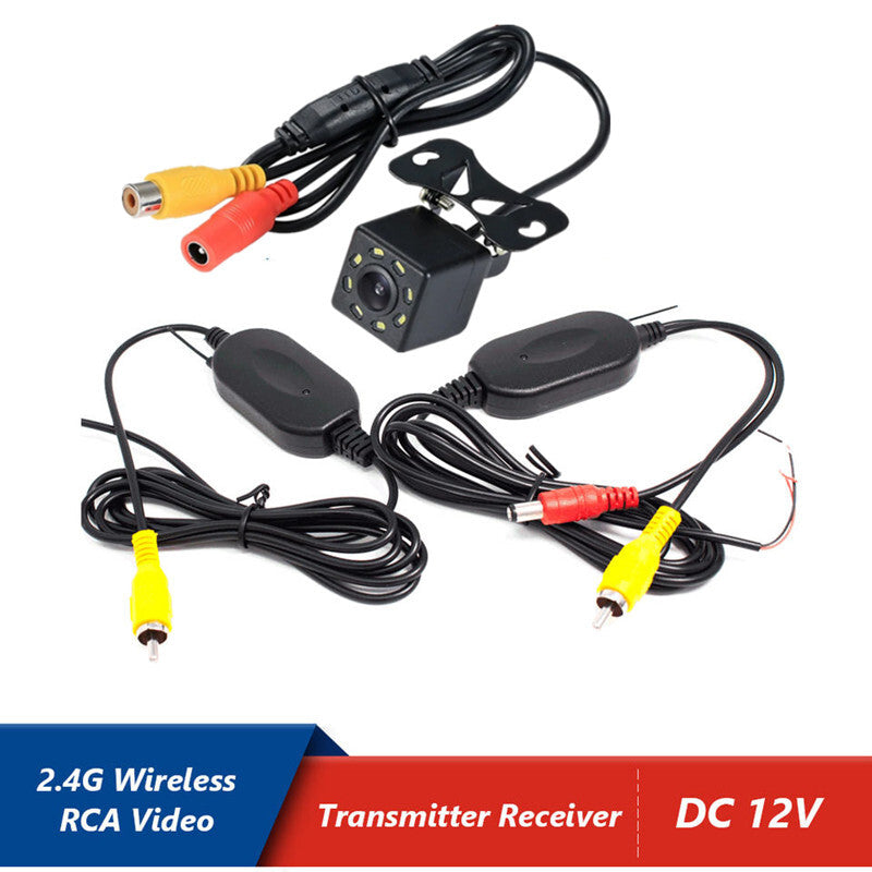 Car Rear View Reverse LED Camera 2.4G RCA Video Wireless Transmitter Receiver