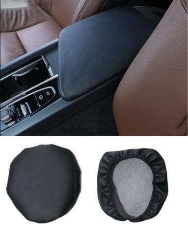 Black leather console armrest box panel cover trim for Volvo S60 2019-2021