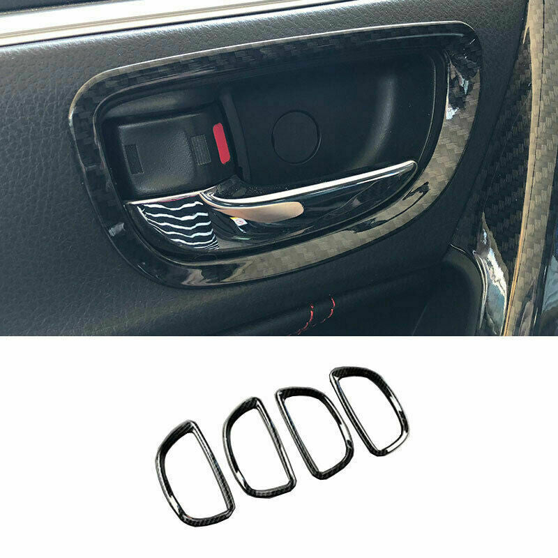 4X for Toyota for Corolla 2014-2018 Carbon Fiber Inner Door Handle Bowl Frame Trim