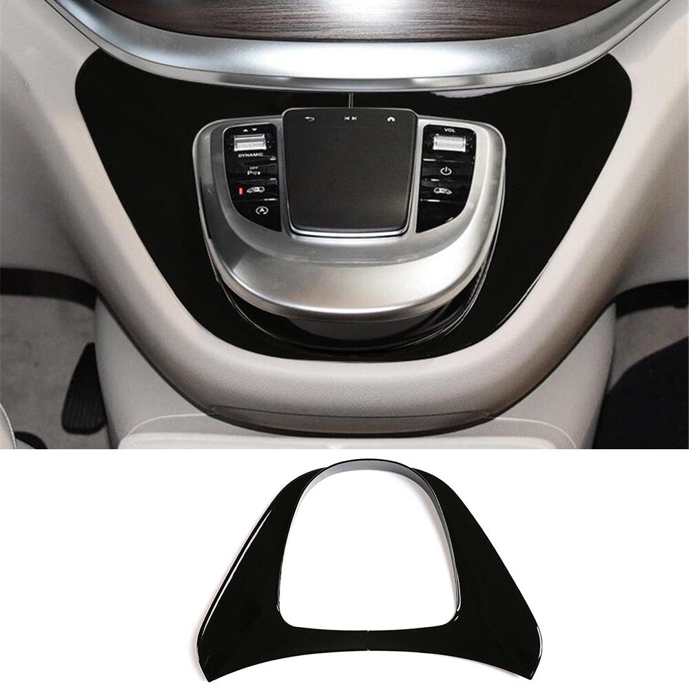 Gloss Black ABS Central Control Panel Multimedia Trim for Benz V Class 2015-2021