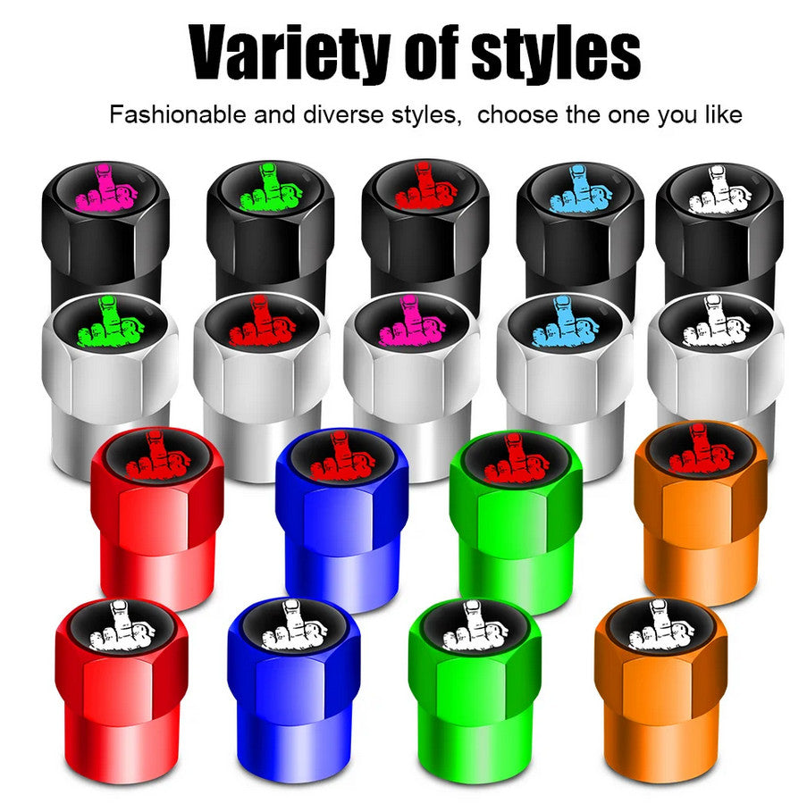 4-piece car tire valve cover rod air dust cover, premium metal, blue and white, suitable for VW .
