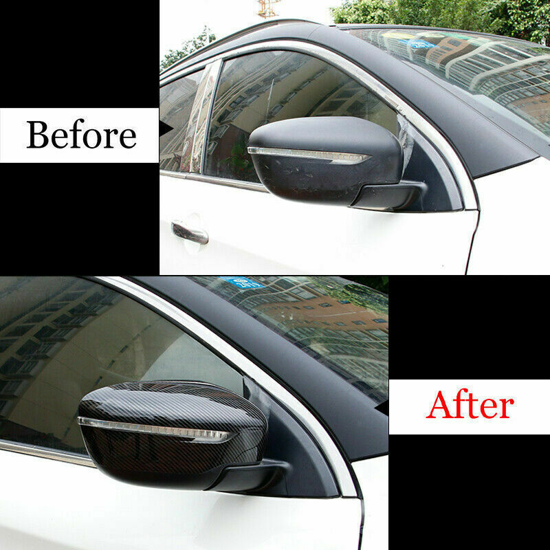 Carbon Fiber ABS RearView Side Mirror Cover Trim Cap for Nissan Rogue 2014-2020