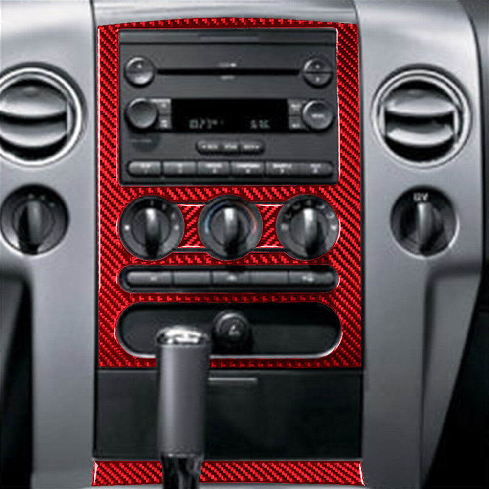 Red Carbon Fiber Central Control Panel AC Switch Cover for Ford F150 FX4 2004-08