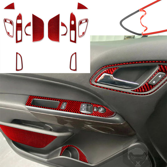 18Pcs Red Carbon Fiber Door Panel Cover for Chevrolet Colorado / for GMC for Canyon 2015+