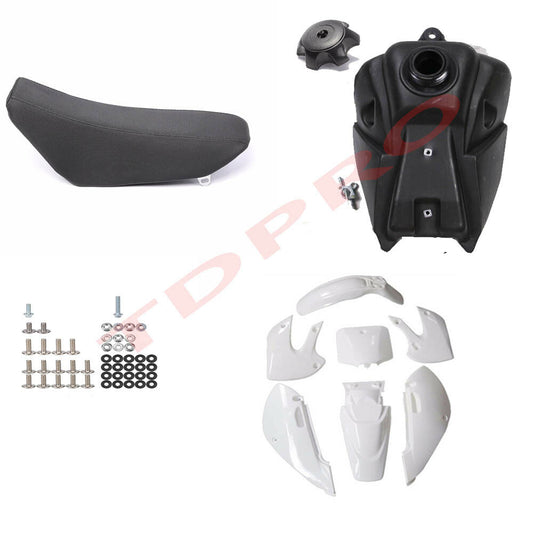 Full set of plastic fuel tank and for seat suitable for KLX110, KX65, DRZ110, RM65 Pit bicycles 125/140cc.