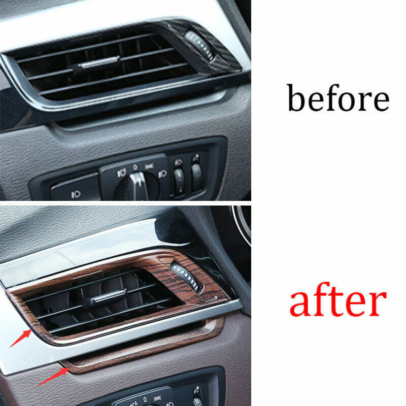 for BMW X1 F48 2016-2022 Pine Wood Grain Left And Right Air Outlet Vent Trim 4P