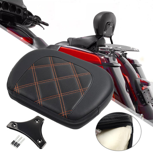 Stitching Passenger Sissy Bar Backrest Black Pad Bracket for Harley Street Glide