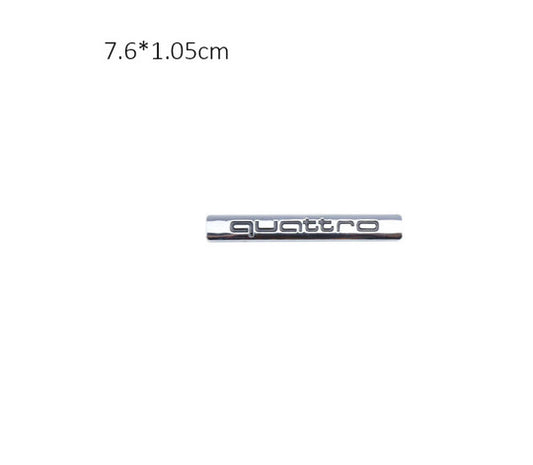 Quattro logo badge sticker, side fender rear badge, silver and black, for Audi,1 piece