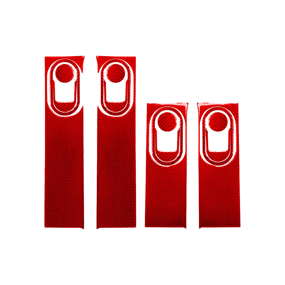 16Pcs Red Carbon Fiber Door Handle Frame Cover Trim for Jeep for Wrangler 2007-2010