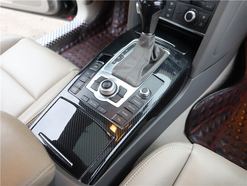 Console Gear Shift Frame Cover Trim 3PCS Fit for Audi A6L 2005-2011 Carbon Fiber