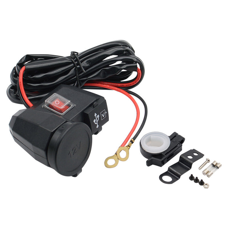 Motorcycle Waterproof Cigarette Lighter Socket Power 5V 4.2A Dual USB Charger