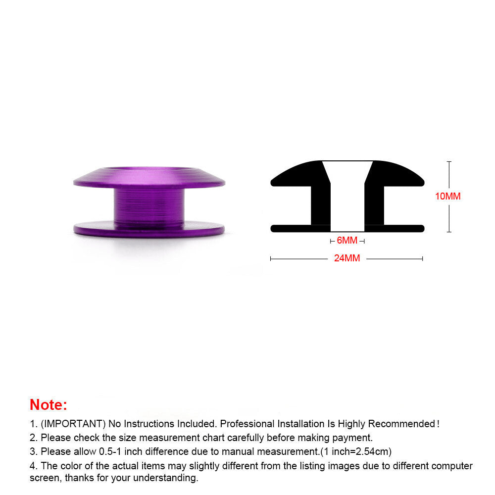 Purple Quick Release Fasteners Bumper Trunk Fender Hatch Lids Kit Aluminum