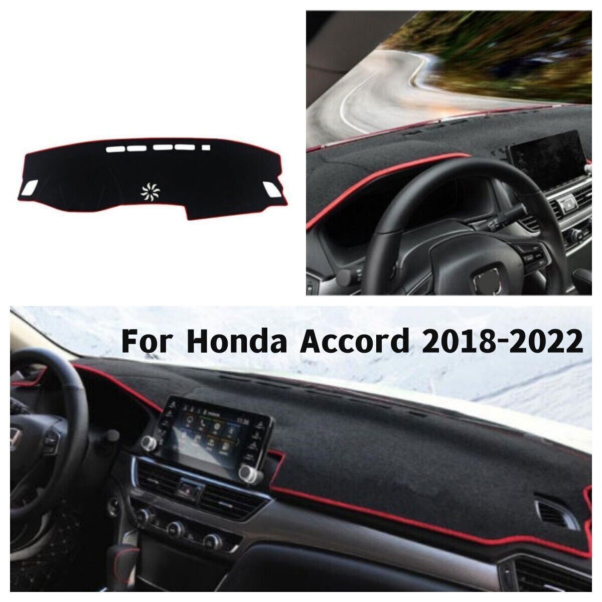 1X BlackRed Dashboard Dash Mat Non-slip DashMat Sun Pad for Honda Accord 18-22
