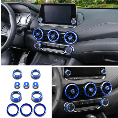 10X Dashboard Console Knob Blue Trim Cover Alloy for Nissan Sentra 2020-2023