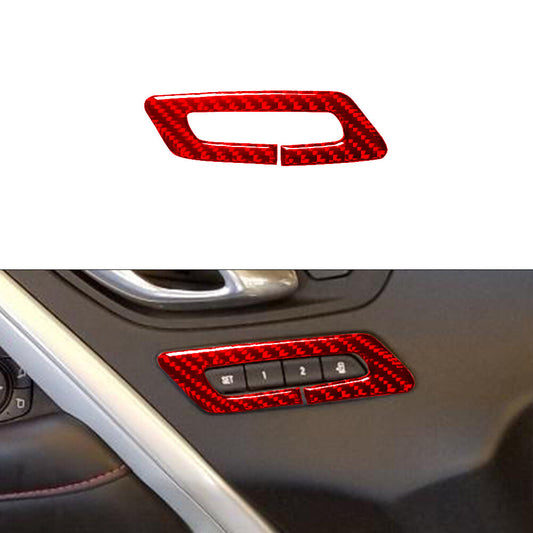 Red Carbon Fiber Memory for Seat Control Cover Trim for Chevy Camaro 2016-2018