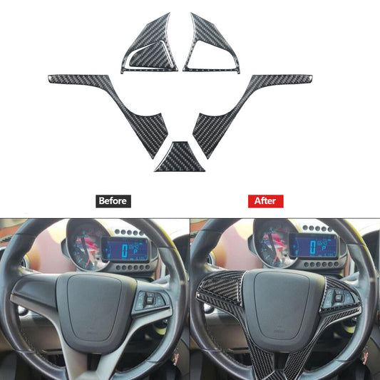 6x Carbon Fiber Steering Wheel Accent Cover Type B for Chevrolet Sonic 2012-2016