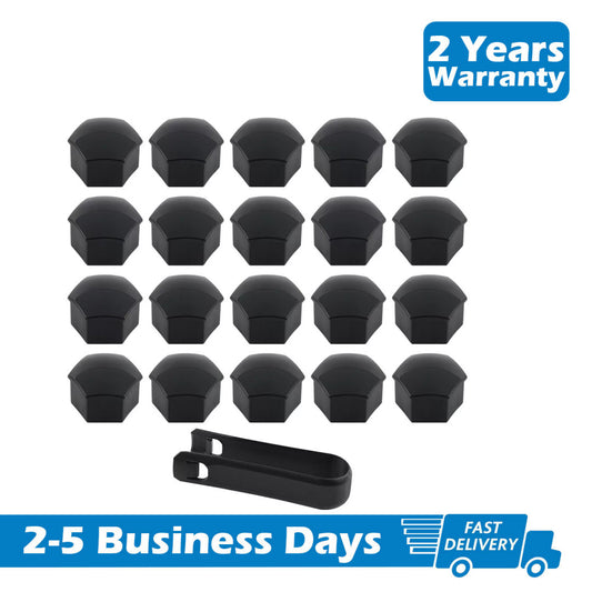 20x 21mm Black Wheel Lug Nut Bolt Caps Dust Covers With Clip for Tesla S 2012-17