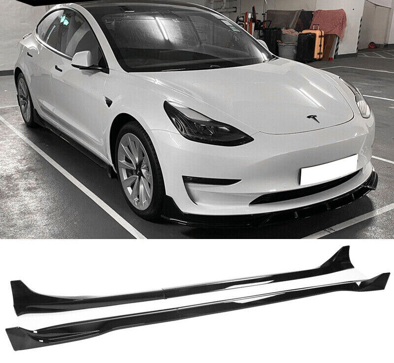 For 2017-2023 for Tesla Model 3 Carbon Fiber Look ABS Side Skirts Extension Lip