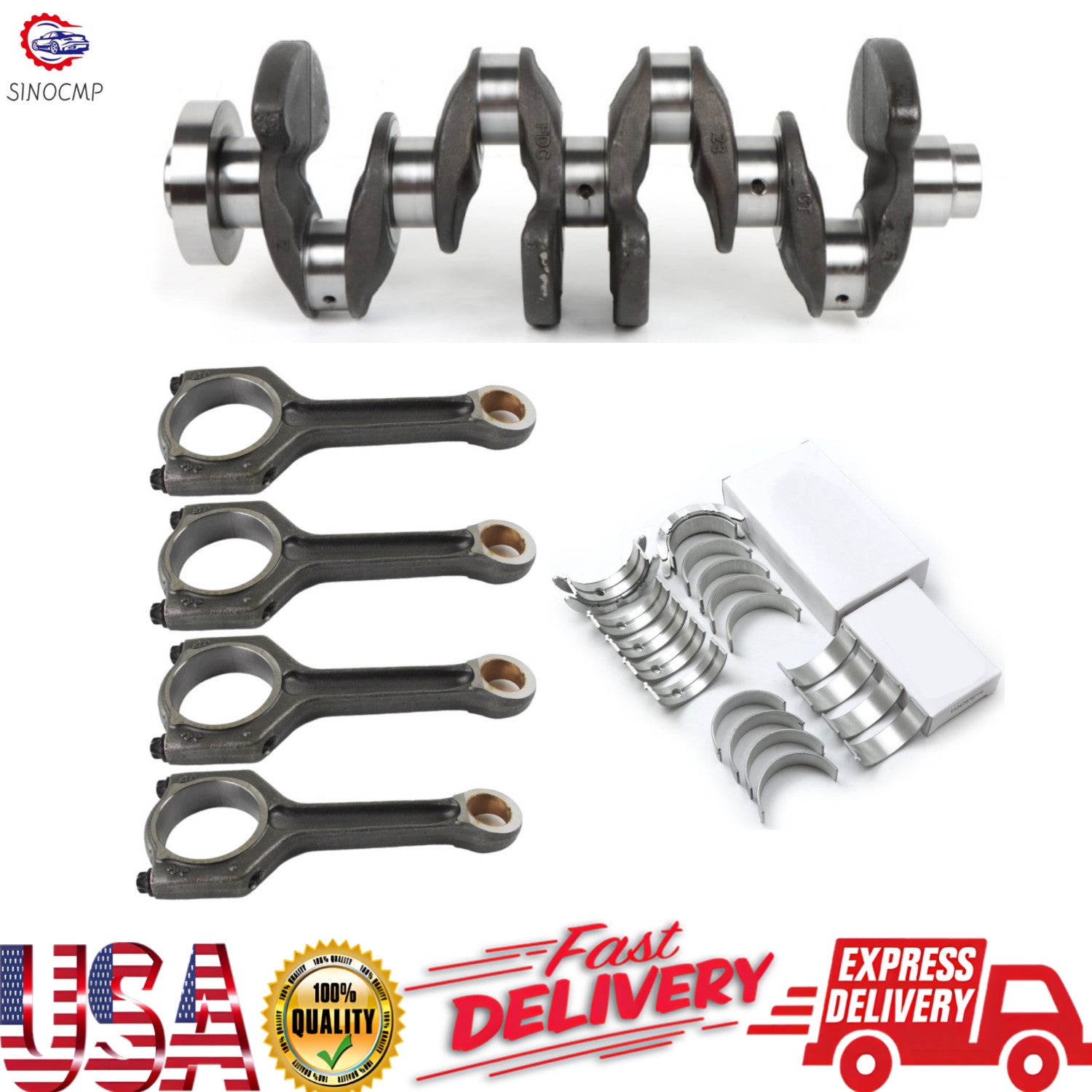 Crankshaft Assy 4x Connect Rod MainRod Bearing Set for B-MW N46B20A 11247589533