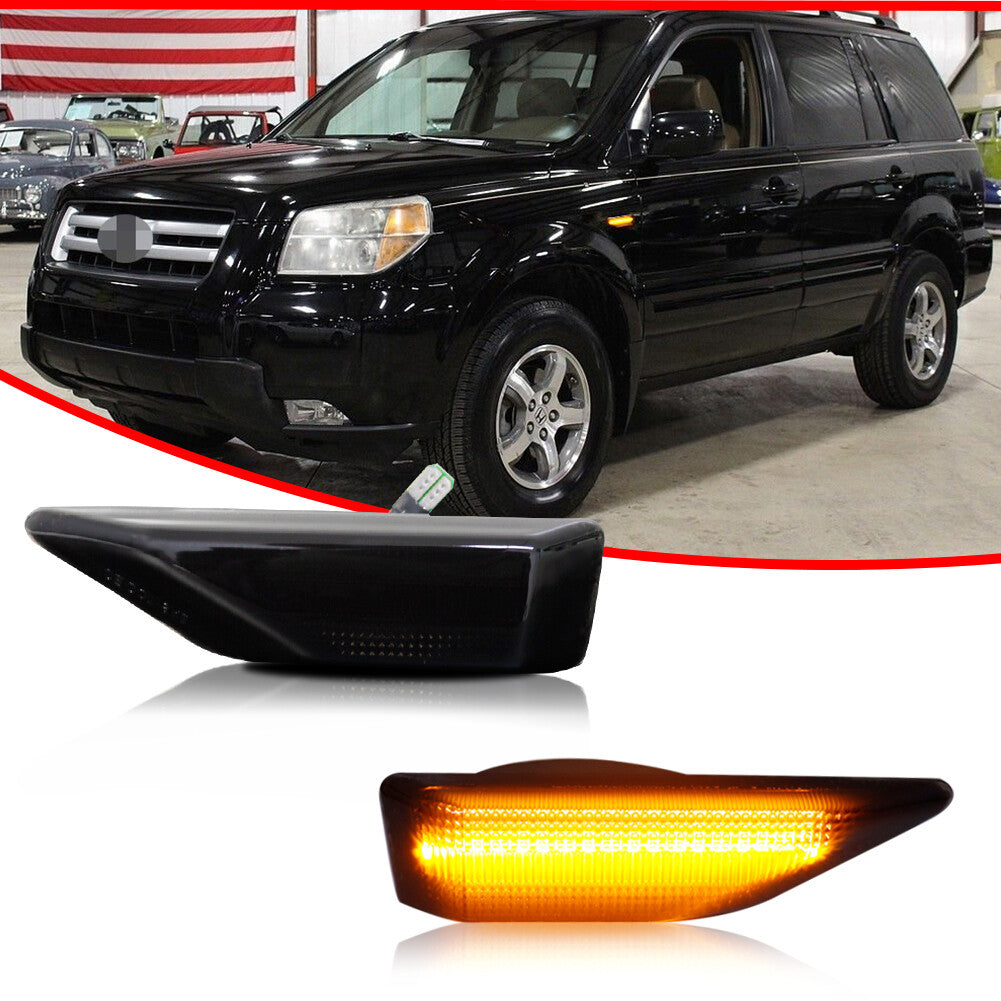 2-Pack Smoked Lens Amber LED Front Park Side Marker Lights for 2006-2008 for Honda Pilots