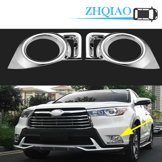 Front Fog Light Lamp Chrome Cover Trim Fits for Toyota Highlander 2014-2016