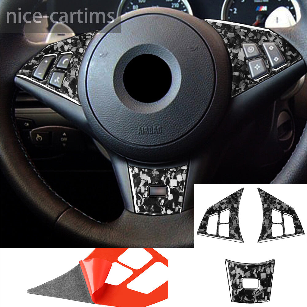 3¡ÁForged Carbon Fiber Steering Wheel Cover for BMW 6 series E63 M6 Coupe 2004-10