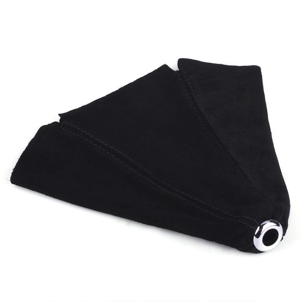 Genuine Leather Alcantara Suede Shift Knob Boot Cover Black Stitches