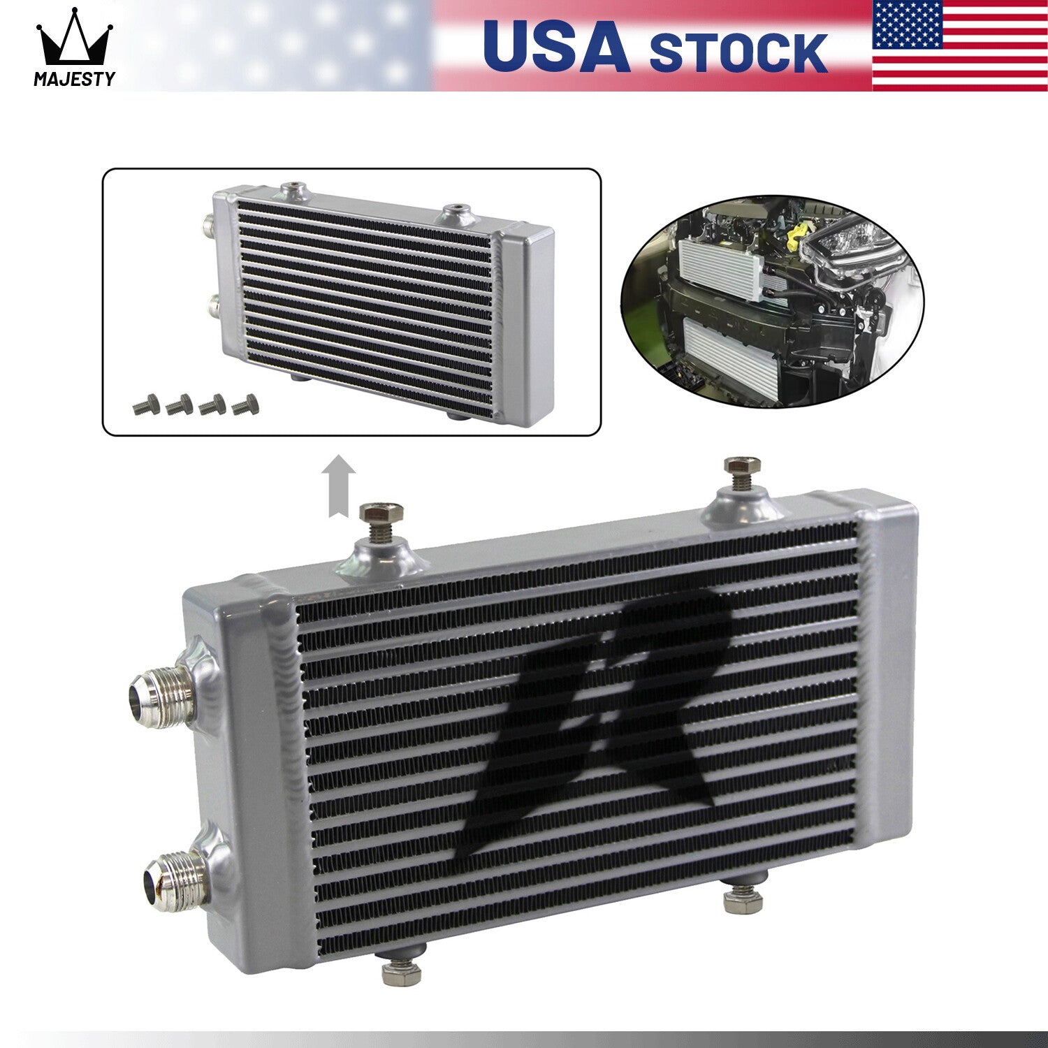 Universal Dual Pass Bar  Plate Oil Cooler Small Core:9.5x5.5x1.58 AN10 SL