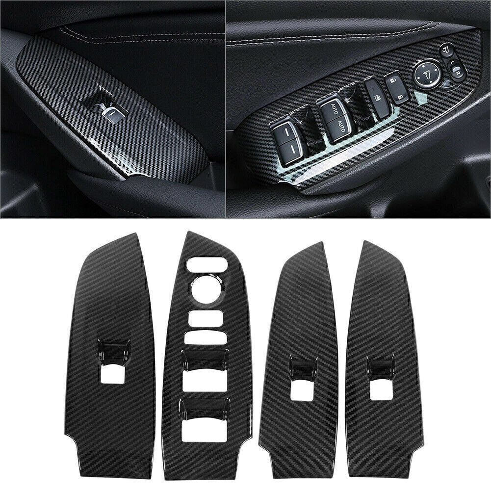 Fit for Honda Accord 2018-2021 Carbon Fiber Interior Window Switch Panel Cover Trim