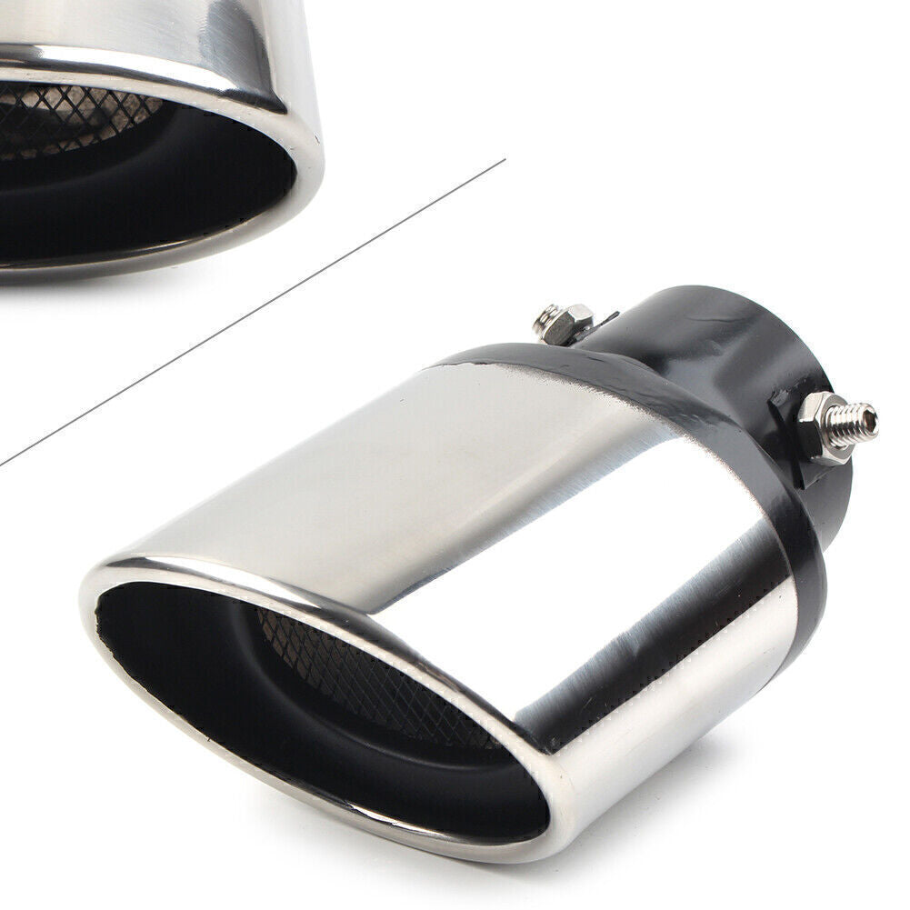 Car Stainless Steel Rear Tail throat Exhaust Pipe Muffler Tip Round Silver