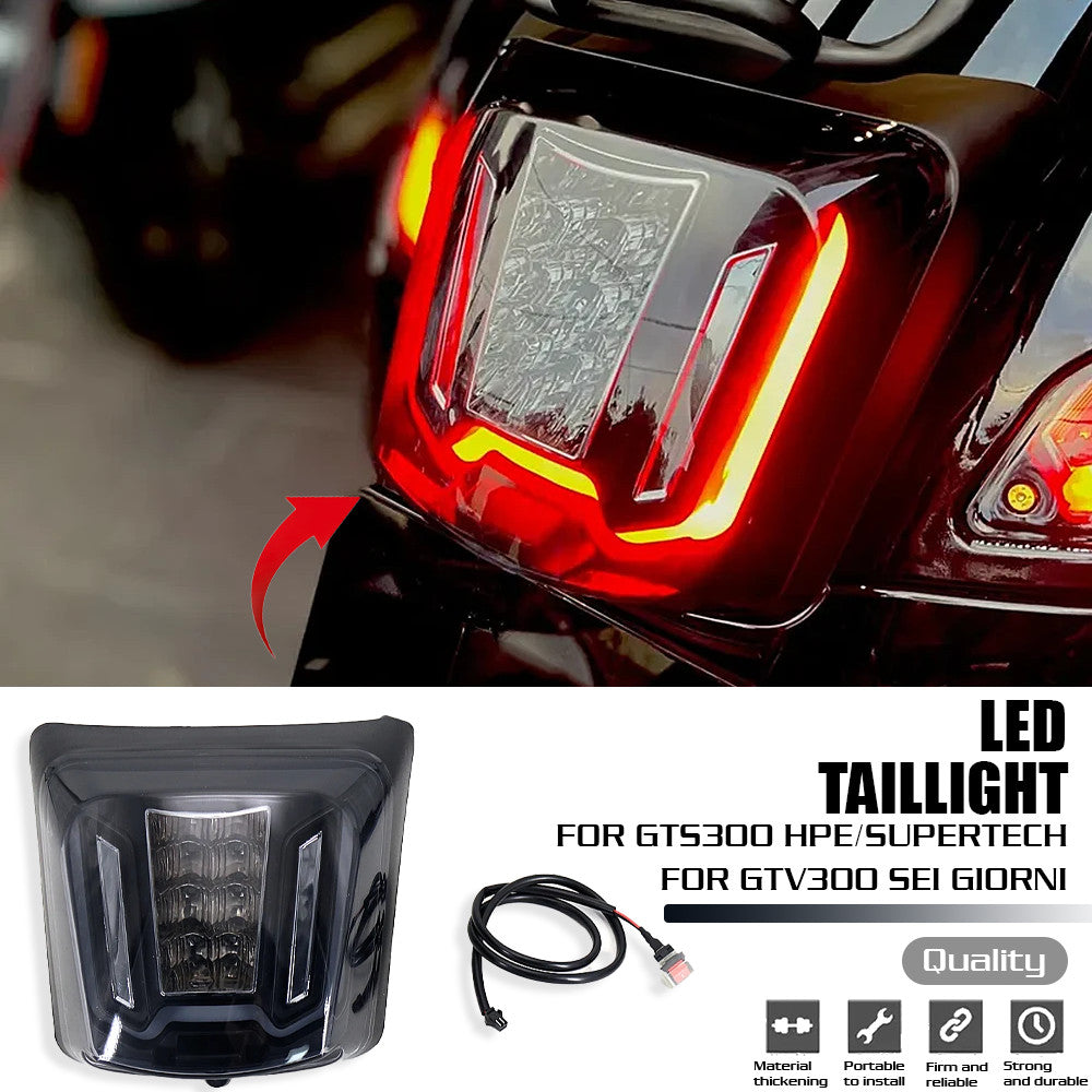 Motorcycle LED Tail Lamp Rear Brake Run Light Lens Taillight For Vespa GTV300